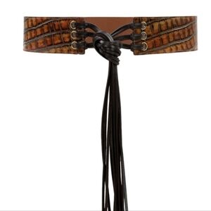 Patricia Nash Autum Croco Calvera Leather Tie Belt - Plus 2X